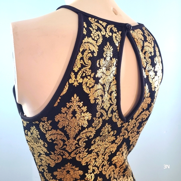 WINDSOR Black and Gold Midi Dress, S - Picture 5 of 8